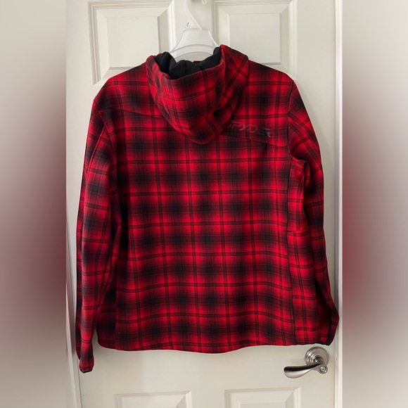 Men’s Spyder Red & black Patsch Plaid Full Zip Hooded Jacket Coat Outdoor XXL - Picture 6 of 8